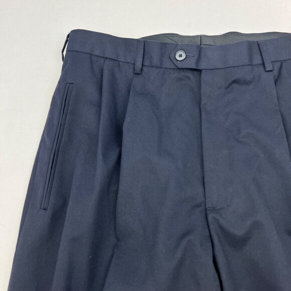 MASSINI Men’s Pleated Front Dress Pants Cuffed Navy Size 36x32 - Picture 4 of 8